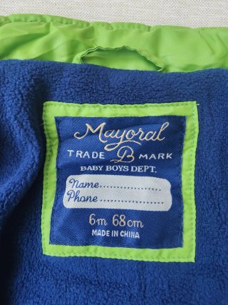 Abrigo acolchado Mayoral verde 6 meses