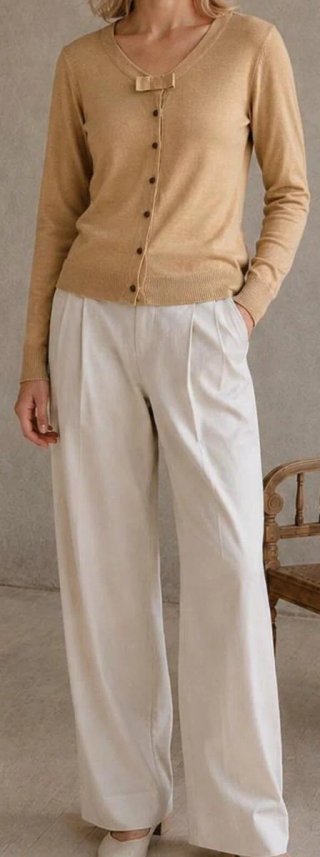 Massimo Dutti cárdigan beige y blanco mujer