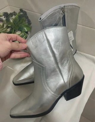 Botines Piel Zara Plateados