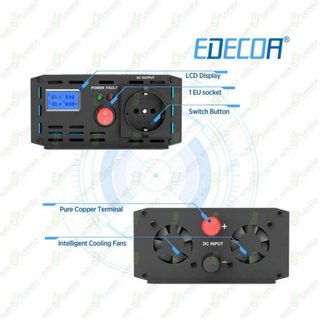 Inversor EDECOA 1200W Onda Modificada 24V