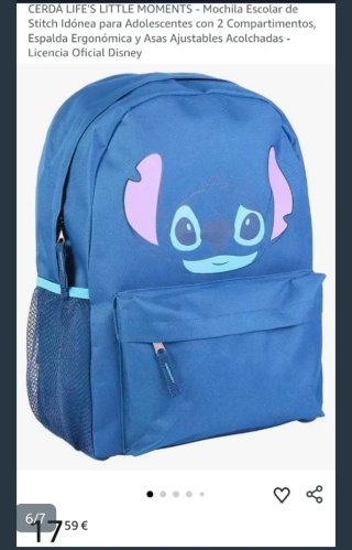 Mochila azul con diseño de Stitch