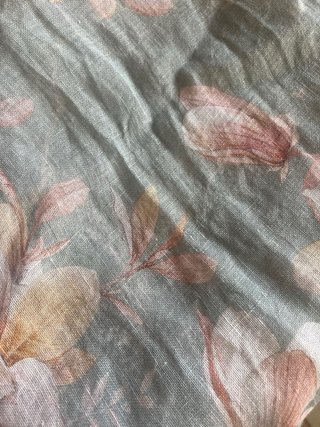 Cortina lino 140x270 beige/azul/rosa.