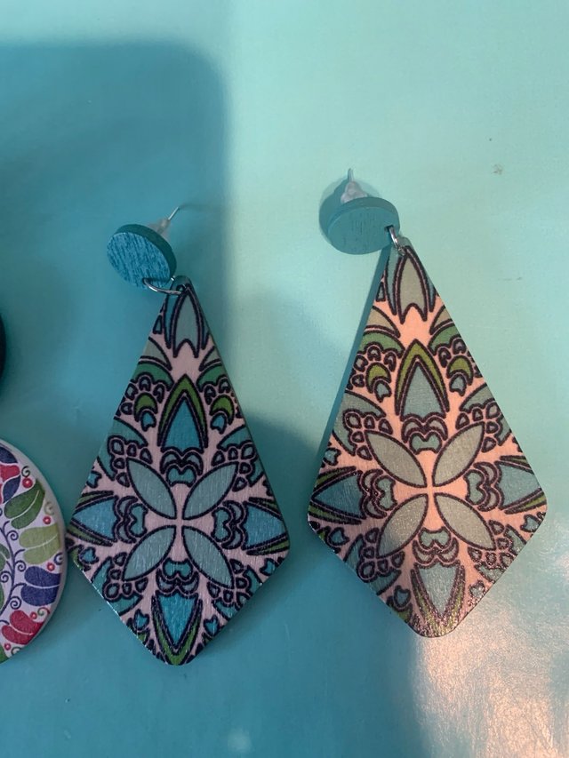 Pendientes largos verde y turquesa
