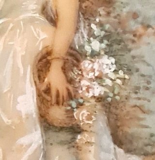 Miniatura olio su tela dama con fiori