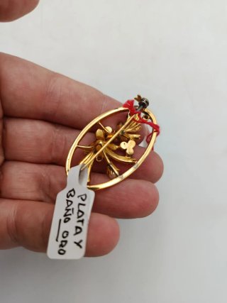 ANTIGUO BROCHE MAJORICA PLATA Y BAÑO DE ORO