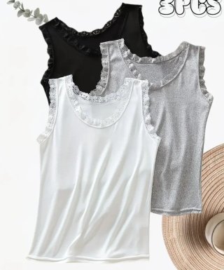 Lote 3 Camisetas Talla XL Encaje