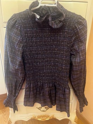 Camisa cuadros cuello alto  talla S