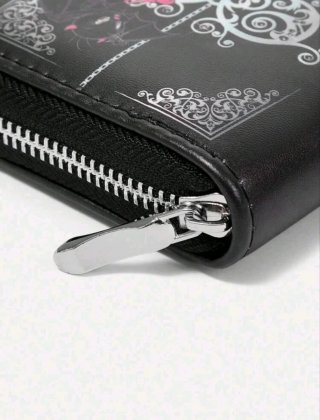 Cartera Tarjetero Dark Tweety Negra, rosa Plateada