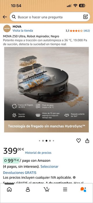 Aspirador Robot MOVA Z50 Ultra Negro
