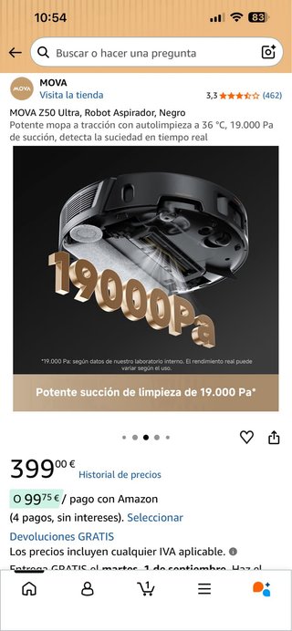Aspirador Robot MOVA Z50 Ultra Negro