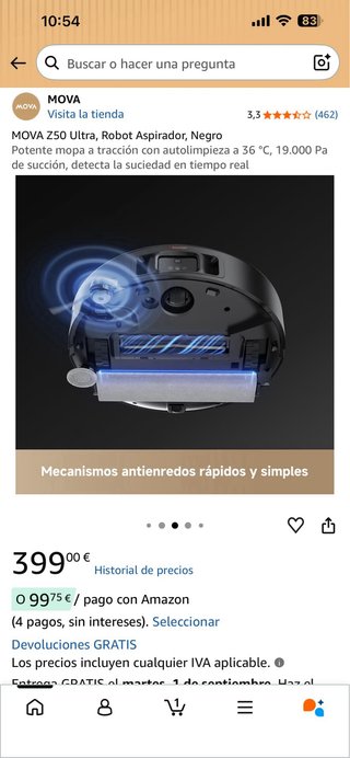 Aspirador Robot MOVA Z50 Ultra Negro