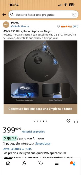 Aspirador Robot MOVA Z50 Ultra Negro