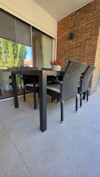 Conjunto de comedor de jardín cristal y metal