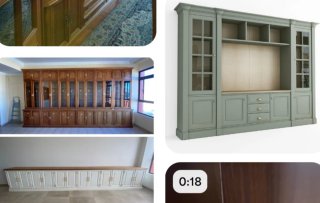 Mueble de salón clásico madera y cristal