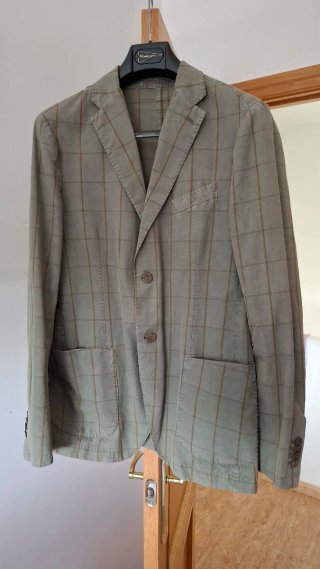 Chaqueta de corte británico cuadros verde y marrón