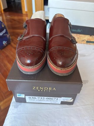 Zapatos Zendra Mujer Marrón y Rojo