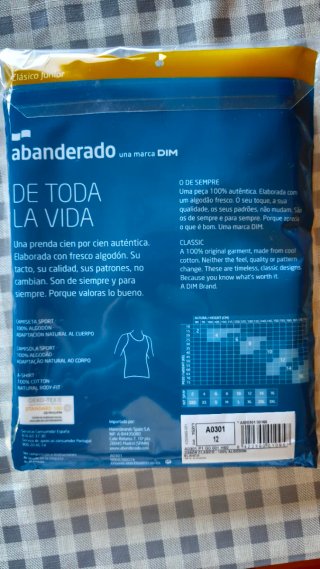 Camiseta interior Abanderado 100% Algodón T.12