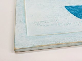 Cuadro decorativo de madera con el número 3 azul