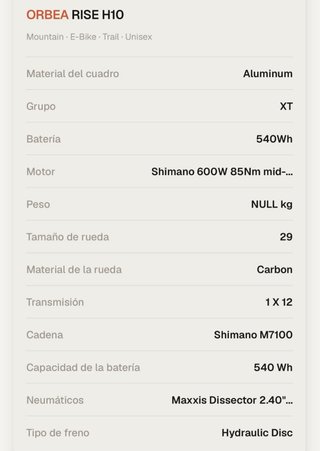 Bicicleta Eléctrica E-bike ORBEA RISE H10