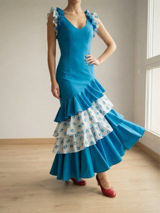 315  de flamenca azul y blanco talla 36 S