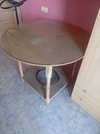 Mesa camilla redonda con cristal 100cm