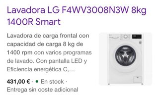 Lavadora LG 8kg