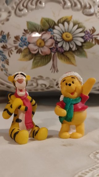 2 Figuras Disney Navidad Pooh y Tigger años 90