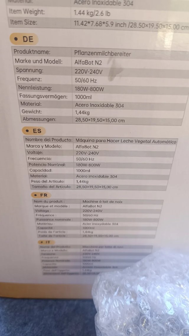 Máquina de leche vegetal AlfaBot N2