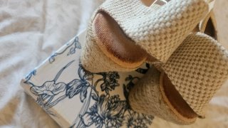 Sandalias esparto marfil con encaje