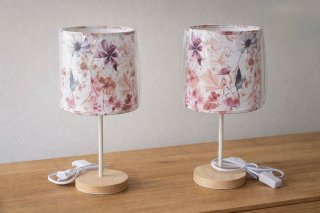 2 Coppia Lampade da Tavolo Floreali