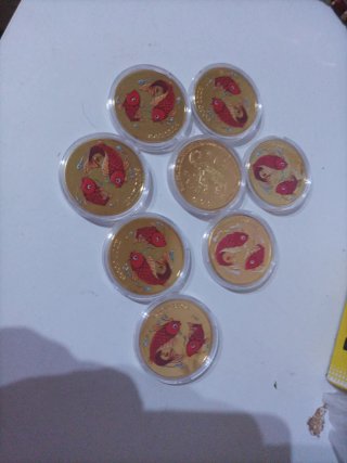 Moneda de la suerte Pez Koi y Elefante