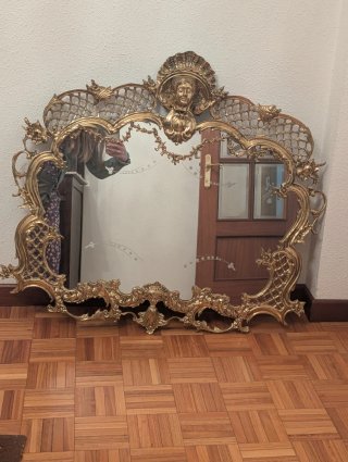 Espejo antiguo Bronce Dorado Barroco