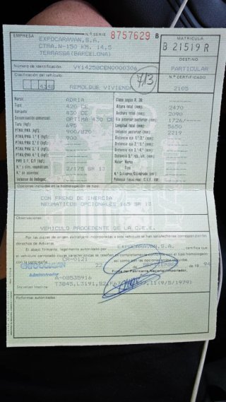 Caravana ADRIA con documentación.