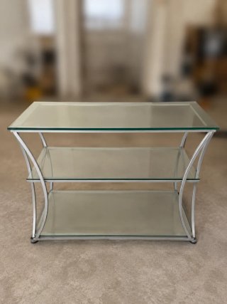 Mesa TV cristal y metal 3 estantes