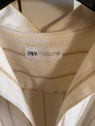 Camisa Zara Verano Rayas Beige/Blanco