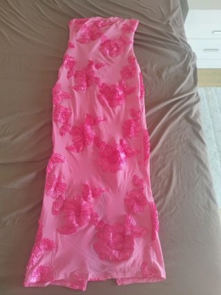 Vestido fiesta rosa flores