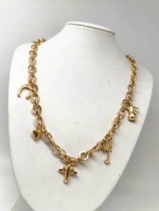 ORO NUEVO 18K Gargantilla eslabonada varios Charms