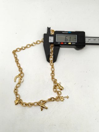 ORO NUEVO 18K Gargantilla eslabonada varios Charms