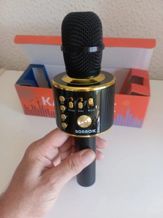 Micrófono Karaoke BONAOK Negro y Dorado