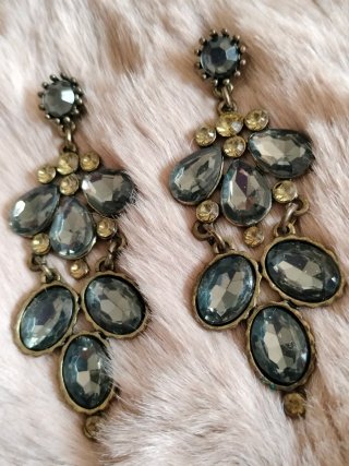 Pendientes vintage cristales strass grises