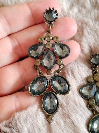 Pendientes vintage cristales strass grises