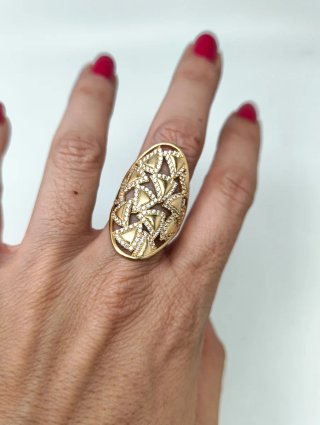 ORO NUEVO 18KT Anillo Lanzadera Oval  Talla 19