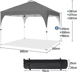 Carpa Plegable Yaheetech 3x3m Gris