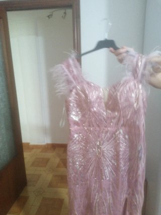 Vestido rosa largo lentejuelas