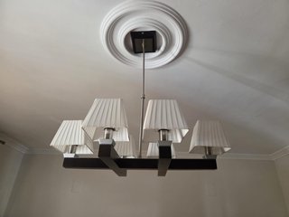 Lámpara de techo dormitorio madera y tela
