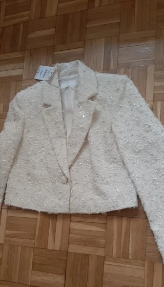 Blazer Corto Zara Blanco Talla S