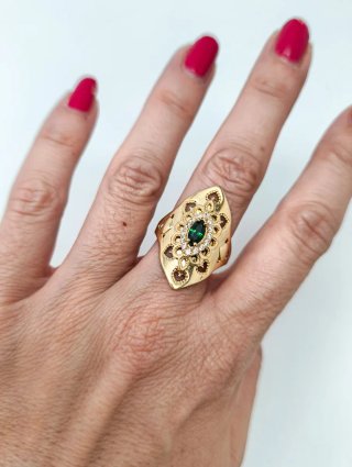 ORO NUEVO 18KT Anillo Lanzadera Rombo Talla 19