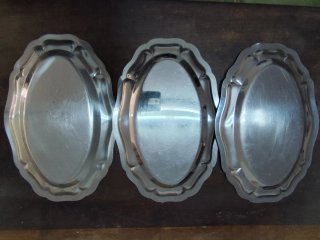 3 Bandejas Metálicas Ovaladas acero inoxidable