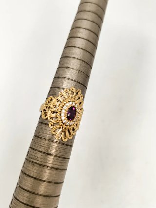 ORO NUEVO 18KT Anillo Lanzadera Flor Talla 18