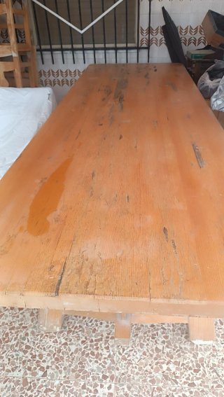 Mesa de madera maciza 3 metros de larga  + 8 silla